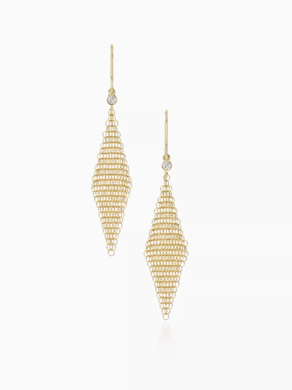 18K Yellow Gold Tiffany & Co. 1981 Elsa Peretti Mesh Dangle Earrings 2" Long